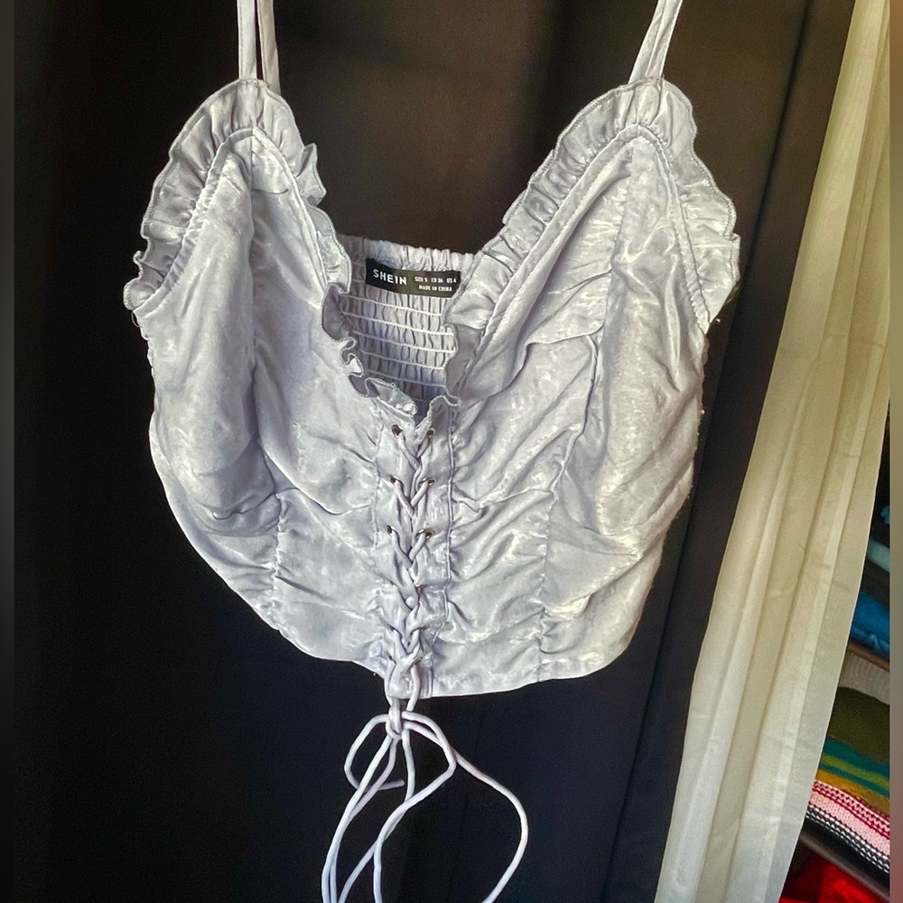 🎄Buy2Get1Free🎄Light blue lace up tank